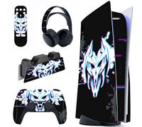 playvital Glitch Demons Full Set Skin Decal for ps5 Console Disc Edition, Sticker Vinyl Decal Cover for ps5 Controller & Charging Station & Headset & Media Remote
