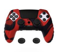 playvital Guardian Edition Anti-Slip Ergonomic Silicone Cover Case for ps5 Edge Controller, Soft Rubber Protector Skin for ps5 Edge Wireless Controller with Thumb Grip Caps -Red & Black