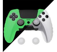 playvital Guardian Edition Anti-Slip Ergonomic Silicone Cover Case for ps5 Edge Controller, Soft Rubber Protector Skin for ps5 Edge Wireless Controller with Thumb Grip Caps - Glow in Dark - Green
