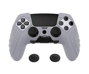 PlayVital Guardian Edition Anti-Slip Ergonomic Silicone Cover Case for ps5 Edge Controller, Soft Rubber Protector Skin for ps5 Edge Wireless Controller with Thumb Grip Caps - Metallic Gray