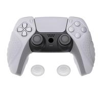 playvital Guardian Edition Clear White Ergonomic Soft Controller Silicone Case Grips for ps5, Rubber Protector Skins with Thumbstick Caps for ps5 Controller - Compatible with Charging Station