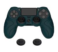 PlayVital Guardian Edition Racing Green Soft Anti-Slip Controller Silicone Case Cover for ps4, Rubber Protector with Black Joystick Cap for ps4 Slim/for ps4 Pro Controller