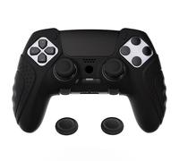 PlayVital Guardian Edition Silicone Cover for ps5 Edge Controller Black | Dock-Friendly Open Design,with Thumb Grip Caps,Textured Anti-Slip Grip