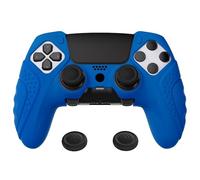 PlayVital Guardian Edition Silicone Skin Cover for ps5 Edge Controller Blue | Dock-Friendly Open Design,with Thumb Grip Caps,Textured Anti-Slip Grip