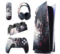 playvital Killing Clown Full Set Skin Decal for PS5 Console Disc Edition, Sticker Vinyl Decal Cover for PS5 Controller & Charging Station & Headset & Media Remote
