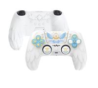 PlayVital Magic Wings Protective Silicone Cover Skin for ps5 Controller - Soft Anti-Slip Grip Protector Case for ps5 Controller with Thumbstick Caps & Stickers, Charging Station Compatible - White