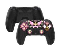 PlayVital Magic Wings Protective Silicone Cover Skin for ps5 Controller - Soft Anti-Slip Grip Protector Case for ps5 Controller with Thumbstick Caps & Stickers, Charging Station Compatible - Black