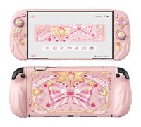 playvital Magic Wings Silicone Grip Case for Nintendo Switch 2 - Dockable Anime Protective Cover with Extra Adjustable Stand & Thumb Grips - Pink