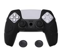 PlayVital Mecha Edition Black Ergonomic Soft Controller Silicone Case Grips for ps5, Rubber Protector Skins with Thumbstick Caps for ps5 Controller - Compatible with Charging Station