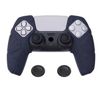 playvital Mecha Edition Midnight Blue Ergonomic Soft Controller Silicone Case Grips for ps5, Rubber Protector Skins with Thumbstick Caps for ps5 Controller - Compatible with Charging Station