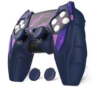 PlayVital Mecha Rhino Silicone Cover for ps5 Controller with Thumb Grips & Stickers, Anti-Slip Controller Grip Skin Accessories Compatible with ps5 Charging Station - Midnight Blue & Purple