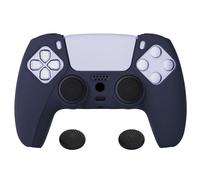 PlayVital Midnight Blue Pure Series Anti-Slip Silicone Cover Skin for ps5 Controller, Soft Rubber Case for ps5 Wireless Controller with Black Thumb Grip Caps