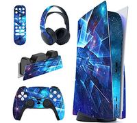 playvital Multidimensional Galaxy Full Set Skin Decal for ps5 Console Disc Edition,Sticker Vinyl Decal Cover for ps5 Controller & Charging Station & Headset & Media Remote