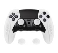 playvital Ninja Edition Anti-Slip Half-Covered Silicone Cover Skin for ps5 Edge Controller, Ergonomic Protector Soft Rubber Case for ps5 Edge Wireless Controller with Thumb Grip Caps - White