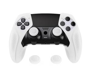 playvital Ninja Edition Anti-Slip Half-Covered Silicone Cover Skin for ps5 Edge Controller, Ergonomic Protector Soft Rubber Case for ps5 Edge Wireless Controller with Thumb Grip Caps - White