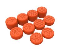 PlayVital Orange Ergonomic Stick Caps Thumb Grips for Steam Deck LCD & OLED, for PS Portal Remote Player - with 3 Height Convex and Concave - Diamond Grain & Crack Bomb Design, Set of 10