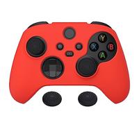 PlayVital Passion Red Pure Series Anti-Slip Silicone Cover Skin for Xbox Series X Controller, Soft Rubber Case Protector for Xbox Series S Controller with Black Thumb Grip Caps