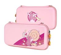 playvital Pink Cute Carrying Case for Nintendo Switch & Switch OLED, Thumb Grip Candy Rainbow Unicorn Slim Travel Case for Switch, Portable Hardshell Girl Storage Case for Switch Game Accessories