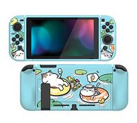 playvital Pool Party Kitten Protective Case for Nintendo Switch, Soft TPU Slim Case Cover for Nintendo Switch Joycon Console with Colorful ABXY Direction Button Caps