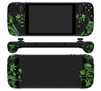 playvital Premium Split Handle Grips Soft Rubber Grip Pads for Steam Deck, Trackpads Skin Grip Trigger Back Button Grip Stickers Set with Thumb Grip Caps - Green Weeds