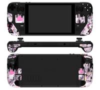 PlayVital Premium Split Handle Grips Soft Rubber Pads for Steam Deck Trigger Back Button Stickers Set with Thumb Grip Caps - Lovely Punky Bunny