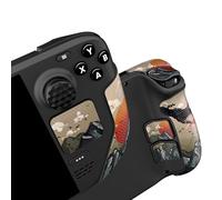 PlayVital Professional Textured Handle Grips for Steam Deck LCD & OLED, Trackpads Enhancement Back Button Set with Thumb Grip Caps - View of Rising Sun
