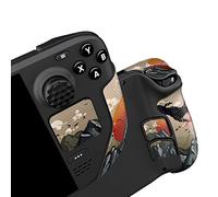PlayVital Professional Textured Soft Rubber Pads for Steam Deck LCD & OLED, Trackpads Skin Grip Enhancement Back Button Protective Stickers Set with Thumb Grip Caps - View of Rising Sun