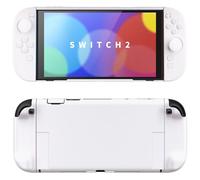 PlayVital Protective Case for Nintendo Switch 2 | Dockable Grip Cover with Extra Foldable Stand & Thumb Grips for Switch 2 2025 - White