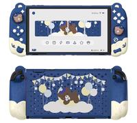 playvital Protective Case for Nintendo Switch 2 + Extra Adjustable Stand + Thumbs Caps, Dockable, Detachable, Silicone, Shockproof - Good Night Bear Midnight Blue
