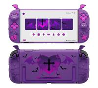 PlayVital Protective Case for Nintendo Switch 2, Kawaii Gothic Imp Series Silicone Grips + Dockable Hard Case Shell for Switch 2 with Thumb Grips & Sticker, Shockproof Protection Cover - Purple