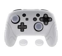 PlayVital Samurai Edition Ergonomic Silicone Skin Protective Case for Nintendo Switch Pro Controller, Soft Anti-slip Controller Grip Protector for Switch Pro with Thumb Grip Caps - Clear White