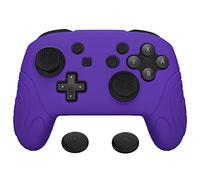 PlayVital Samurai Edition Ergonomic Silicone Skin Protective Case for Nintendo Switch Pro Controller, Soft Anti-slip Controller Grip Protector for Nintendo Switch Pro with Thumb Grip Caps - Purple