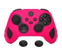 playvital Scorpion Edition Two-Tone Anti-Slip Silicone Case Cover for Xbox Series X/S Controller, Soft Rubber Case for Xbox Core Controller with Thumb Grip Caps - Bright Pink & Black