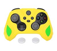 playvital Scorpion Edition Two-Tone Anti-Slip Silicone Case Cover for Xbox Series X/S Controller, Soft Rubber Case for Xbox Core Controller with Thumb Grip Caps - Legend Yellow & Green