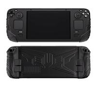 PlayVital Silicone Case for Steam Deck, Enhanced Grip Cover Skin for Steam Deck Accessories with Back Button Design & Thumb Grips Caps - Black