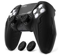 PlayVital Silicone Grip Skin for ps5 Controller - Anti-Slip|Premium Silicone Material Futuristic CyberMech Design|Compatible with ps5 Official Charging Dock - Black