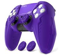 PlayVital Silicone Grip Skin for ps5 Controller - Anti-Slip|Premium Silicone Material Futuristic CyberMech Design|Compatible with ps5 Official Charging Dock - Purple
