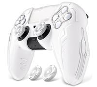 PlayVital Silicone Grip Skin for ps5 Controller - Anti-Slip|Premium Silicone Material Futuristic CyberMech Design|Compatible with ps5 Official Charging Dock - White