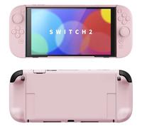 PlayVital Solid Color Series Protective Case for Nintendo Switch 2, Anti-Scratches Hard Shell Dockable Grip Cover with Extra Foldable Stand & Thumb Grips for Nintendo Switch 2 - Cherry Blossoms Pink