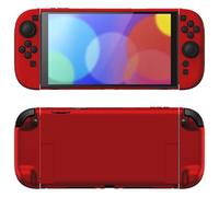 PlayVital Solid Color Series Protective Case for Nintendo Switch 2, Dockable Grip Cover with Foldable Stand & Thumb Grips for Nintendo Switch 2 - Scarlet Red