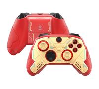 playvital Stellar Mecha Silicone Cover Skin for Xbox Series X/S Controller, Anti-slip Grip Protector with Thumb Grips & Sticker for Xbox Core Wireless Controller - Crimson Red & Iron Yellow