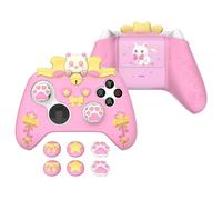 PlayVital Sweetheart Kitty Silicone Cover Compatible with Xbox Series X/S Controller with Thumb Grips and Stickers, Soft Rubber Protector with Anti-Slip Grip for Xbox Core Controller - Pink