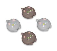playvital Thumb Grips for Nintendo Switch, Joystick Covers for Nintendo Switch Lite, Thumbstick Caps for Switch OLED, Button Caps Analog Cover for Switch - Cutie Kitty Fleeting Gray Dark Brown