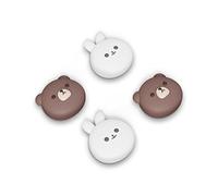 PlayVital Thumb Grips for Nintendo Switch, Switch Lite & Switch OLED - Chubby Bear & Smiley Bunny Silicone Joystick Caps