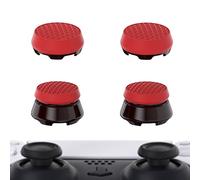 PlayVital Thumbs Pro ARMOR Thumbstick Extender for ps5 Wireless Controller Thumb Grips, Joystick Caps Grip for ps5 Controller - 2 High Raise and 2 Mid Raise Dome - Scarlet Red & Black
