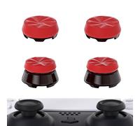 playvital Thumbs Pro HURRICANE Thumbstick Extender for ps5 Controller Thumb Grip Caps, Joystick Caps for ps5 Wireless Controller - 2 High Raise and 2 Mid Raise Concave - Scarlet Red & Black