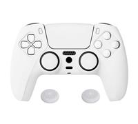 PlayVital White Pure Series Anti-Slip Silicone Cover Skin for ps5 Controller, Soft Rubber Case for ps5 Wireless Controller with White Thumb Grip Caps