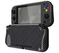 playvital ZealProtect Protective Case for Nintendo Switch Lite, Hard Shell Ergonomic Grip Cover for Switch Lite w/Screen Protector & Thumb Grip Caps & Button Caps - Graphite Carbon Fiber