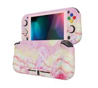 playvital ZealProtect Protective Case for Nintendo Switch Lite, Hard Shell Grip Cover for Nintendo Switch Lite w/Screen Protector & Thumb Grip Caps & Button Caps - Pinky Jellyfish Heaven