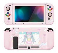 playvital ZealProtect Soft Protective Case for Nintendo Switch, Flexible Cover for Switch with Tempered Glass Screen Protector & Thumb Grip Caps & ABXY Direction Button Caps - Gaming Girl